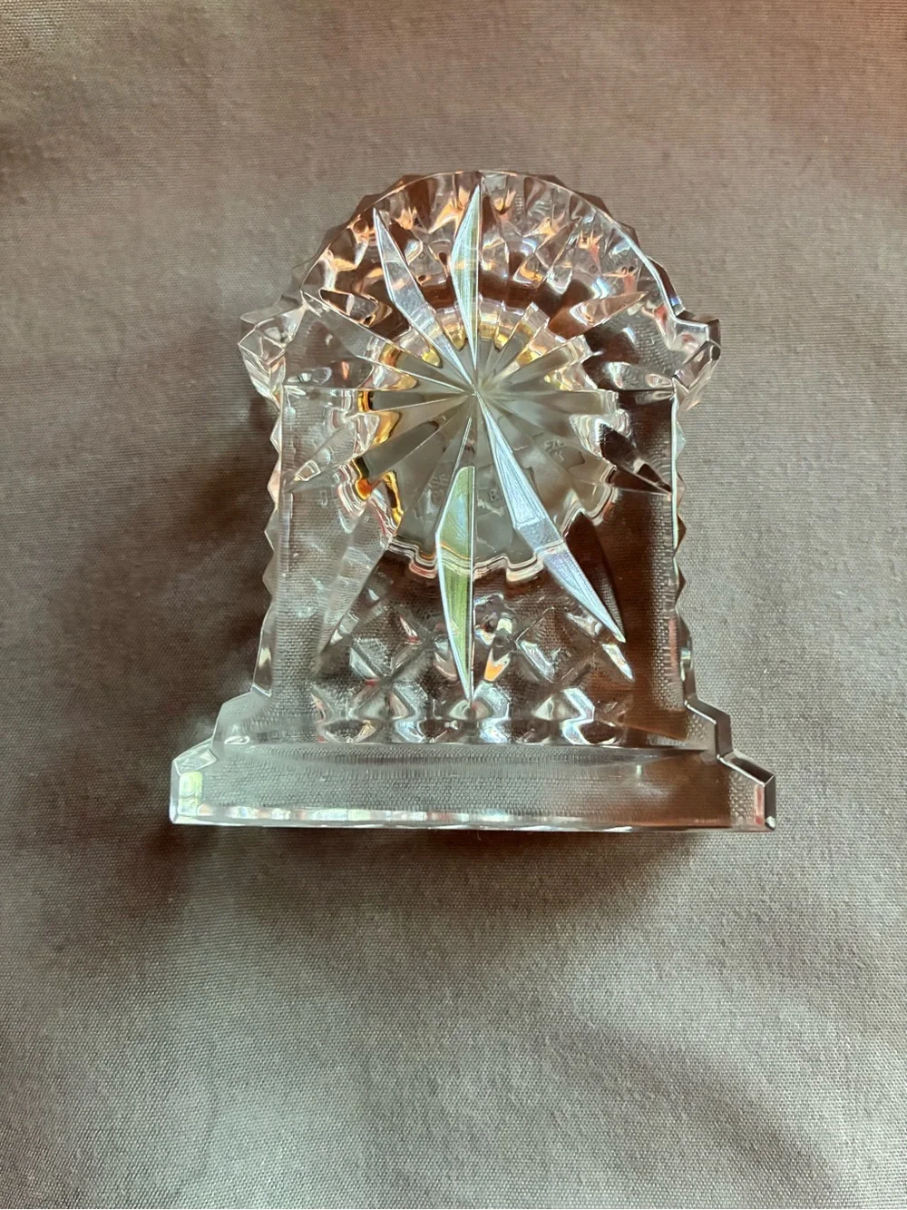 Waterford Crystal 3” Small Gold Ringed Carriage Clock, Needs Battery
